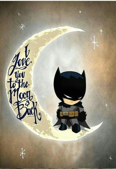 a batman sitting on top of a crescent moon