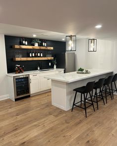 41 Amazing Finished Basement Ideas for Every Budget - Addicted To Organization Finished Basement With Black Ceiling, Winery Cellar, Basement Wet Bar Ideas, Modern Wet Bar, Basement Rooms, Small Basement Kitchen, Basement Wet Bar, Basement Suite, Basement Bar Design