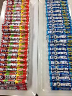 two trays filled with life savers candy