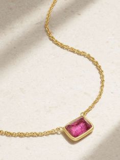 PIPPA SMALL 18-karat gold tourmaline necklace | NET-A-PORTER Pink Tourmaline Gemstone Jewelry, Pink Ruby Necklace For Formal Occasions, Elegant Pink Tourmaline Gemstone Jewelry, Formal Yellow Gold Tourmaline Necklaces, Elegant Pink Sapphire Gemstone Necklace, Formal Yellow Gold Tourmaline Necklace, Formal Pink Ruby Necklace, Gold Tourmaline Jewelry With Bezel Setting, Luxury Pink Jewelry With Bezel Setting