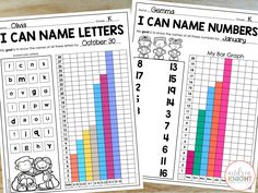 two printable worksheets for numbers 1 - 10, with the words i can name