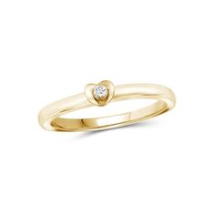 Dainty and dazzling, this darling promise ring is a thoughtful treat for your intended. Crafted in sterling silver, this demure design features a heart-shaped shimmering diamond accent at the center. Simple and straightforward, this ring is finished with a polished shine. Size: 6. Color: Metal Type. Gender: female. Age Group: adult.