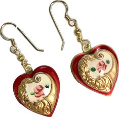 Locket Earrings, Red Heart Earrings, Earrings Red, Heart Locket, Earrings Vintage, Heart Earrings, Red Heart, Locket, Valentine's Day