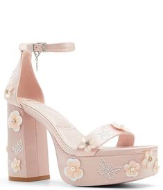 Wicked x ALDO Beautifical Flower Embellished Platform Sandals | Dillard's Wicked Aldo Shoes, Luxury Crystal Embellished Heels For Spring, Spring Embellished Heels With Ankle Strap, Spring Embellished Ankle Strap Heels, Embellished Ankle Strap Heels For Spring, Luxury Rhinestone Sandals For Spring, Pink Embellished Sandals For Prom, Spring Embellished High Heel Sandals, Embellished High Heel Sandals For Spring