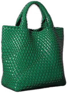 Trendy Green Woven Bag, Trendy Green Bag With Braided Handles, Trendy Green Bags With Braided Handles, Green Woven Leather Shoulder Bag For Shopping, Green Woven Leather Shoulder Bag, Green Woven Leather Shoulder Bag For Errands, Green Woven Leather Tote Shoulder Bag, Green Square Woven Bag, Green Shopping Bag With Braided Handles