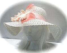 Ladies Sun Hat Pink Kentucky Derby Mother of the Bride DH-137 White Adjustable Straw Hat For Kentucky Derby, Adjustable White Straw Hat For Kentucky Derby, White Fedora Sun Hat For Kentucky Derby, Spring Races Sun Hat With Short Brim, White Fedora Sun Hat For Formal Events, Pink Flat Brim Straw Hat For Spring, Formal White Sun Hat With Short Brim, Feminine Adjustable Hat For Kentucky Derby, Pink Straw Hat With Short Brim For Spring