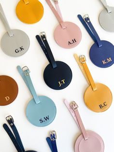 Our personalised luggage tags are all made to order! Personalise these travel luggage tags with your initials, perfect for a gift or personal usage added with style!  Available in colours pink, light blue, black, dark blue, brown, mustard and grey.  Choose between one side or two side print with synchronised gold OR black colour heat transferred vinyl. PRODUCT DETAILS: - Strong and durable PU leather tag with silver metal buckle.  - Each strap contains four buckle holes to easily adjust length. Personalized Black Luggage Tag For Travel, Personalized Adjustable Luggage Tag For Travel, Customizable Black Luggage Tag For Gift, Customizable Black Luggage Tag As Gift, Customizable Black Luggage Tag Gift, Customizable Black Luggage Tag For Personalized Gift, Luggage Tag, Travel Themed Gifts, Brown Mustard