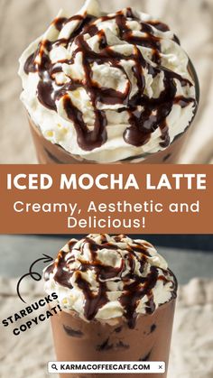 iced mocha latte creamy, aesthetic and delicious