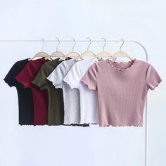 Vintage Wood ears O neck Short sleeve T-shirt 2020 New Woman Slim Fit t shirt tight tee Summer Retro Tops 6 colors Tight T Shirt Outfit, Fitted Shirts For Women, Crop Top Styles, Summer Retro, Shirt 2023, Retro Tops, Vintage Material, Women Street, Collars For Women