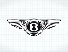 the letter b with wings is shown in black and white on a checkered background