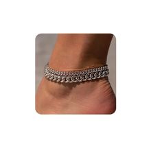 PRICES MAY VARY. Cuban Chain Anklets Set: This set includes two exquisitely trendy silver anklets, each of different sizes, made up of Cuban chains; They can be worn together or separately; The design is simple and stunning, especially suitable for summer beaches High-Quality Materials: This Cuban chain anklet is made from high-quality copper and 925 sterling silver; It's waterproof, lead-free, nickel-free, and hypoallergenic, making it ideal for sensitive skin and suitable for all-day wear with Silver Minimalist Metal Anklets, Minimalist Silver Metal Anklets, Adjustable Hypoallergenic Silver Anklet, Trendy Silver Anklets For Summer, Trendy Adjustable Metal Anklet, Adjustable Trendy Metal Anklets, Silver Flexible Anklets For Summer, Trendy Silver Adjustable Anklets, Trendy Silver Adjustable Chain Anklets