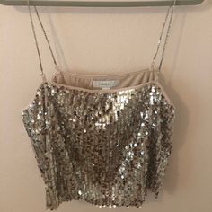 Never Worn. Size Xl. Sequin Tops For Going Out In Spring, Forever 21 Tank Top For Night Out In Spring, Glamorous Spring Tank Top For Date Night, Forever 21 Crop Top For Night Out In Spring, Spring Trendy Sequined Crop Top, Trendy Sequined Crop Top For Spring, Spring Sequined Crop Top, Spring Sequins Crop Top, Chic Forever 21 Tank Top For Night Out