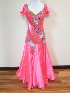 Pink Fitted Dance Dress, Pink Fitted Dress For Dance, Fitted Pink Pageant Dress, Fitted Sequin Dance Dress, Fitted Sequin Dress For Dance, Fitted Pink Embellished Gown, Ballroom Dance Dresses Standard, Ballroom Standard Dress, Ballroom Fashion