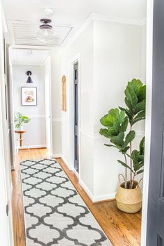 Modern Trendy 09 White Trellis Design Rug The Rugs Outlet 60x230cm Runner List Of Priorities, Ikea Hallway, Green Hallway, Hallway Inspiration, Narrow Hallway Decorating, Farmhouse Side Table, Upstairs Hallway, Hallway Designs, Hallway Design