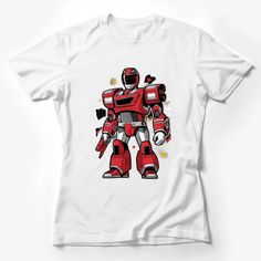 Red Robot Ranger T-Shirt, Kids Superhero Graphic Tee, Boys and Girls Casual Top Female T-Shirt Custom graphic T-Shirt.Customize your color Dinosaur Graphic Tee, Superhero Graphic, Red Robot, Geeky Clothes, Dino Shirt, Kids Wear Girls, Pop Culture Shirts, Animal Graphic Tee, Superhero Shirt