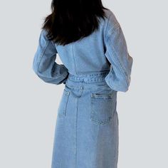 Introducing the 2023 Spring-Summer Collection's light blue long denim coat ââ‚?a timeless classic with a twist of modernity!Why It's Your New Go-ToThis light wash denim coat is inspired by the '90s. offering a unique blend of style and comfort. Oversized. with a button closure. it's the perfect statement piece to add to your wardrobe.Key Highlights: 90s Revival: Nostalgic design of a timeless classic. updated with modern touches. Light Wash: A subtle. elegant hue that's perfect for any occasion. Trendy Light Wash Denim Dress For Fall, Trendy Washed Blue Denim Dress For Fall, Trendy Light Wash Long Sleeve Denim Dress, Trendy Long Sleeve Light Wash Denim Dress, Fall Denim Dress For Workwear In Light Wash, Light Blue Long Sleeve Denim Dress For Spring, Washed Blue Denim Dress With Pockets For Fall, Fall Washed Blue Denim Dress With Pockets, Relaxed Fit Light Wash Denim Dress For Fall