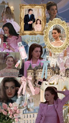 collage of princesses in pink dresses and tiaras