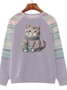 Experience ultimate comfort and cuteness with our Adorable Feline Frenzy sweatshirt. Made for women, this crew neck sweatshirt features a cute cat print, perfect for casual outings. With long sleeves and a drop shoulder design, it's both stylish and cozy. Composition 100% Polyester Material Polyester Details None Patterned Animals Sheer No Collar Style Crew Neck Seasons Fall/Winter Care Instructions machine washable, no dry clean Style Casual Fabric Elasticity Micro Elasticity Printing Type Rand A Cute Cat, Shoulder Design, Cat Print, Casual Sweatshirt, Drop Shoulder, Types Of Printing, Cute Cat, Feline, Pullover Hoodie