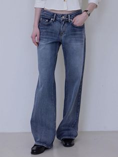 This is a modern and casual denim pants by HAINT that is made out of high quality and sturdy fabric. With refined design detail and trendy mood, you can style it for your clean and minimal daily outfit.- Trendy low rise silhouette- Subtle brush washing detail- Leather label detail Modern Medium Wash Full Length Bottoms, Modern Full-length Bottoms In Medium Wash, Modern Full-length Medium Wash Bottoms, Modern Full Length Medium Wash Bottoms, Modern Mid-rise Denim Blue Flare Jeans, Modern Mid-rise Flare Jeans In Denim Blue, Modern Dark Wash Full-length Bottoms, Modern Full-length Dark Wash Bottoms, Modern Full Length Dark Wash Bottoms