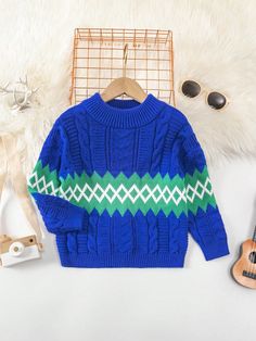 Multicolor Casual Collar Long Sleeve Knitwear Chevron,Geometric Pullovers Embellished High Stretch  Young Boys Clothing Boys Sweaters, Boys Clothing, Knitted Sweater, Kids Boys, Sports Equipment, Cable Knit, Online Fashion, All Fashion, Men's Clothing