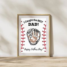 a baseball themed father's day card with the words, i caught the best dad