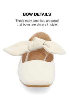 A dainty bow lends romance to this ballerina-inspired flat crafted with a signature Tru-Comfort foam footbed. Slip-on Tru Comfort foam footbed Square toe Textile upper/synthetic lining and sole Imported Womens Ballet Flats, Mary Jane Flats, Journee Collection, Ballet Flat, Ballet Flats, Nordstrom Rack, Ballet, Slip On, Nordstrom