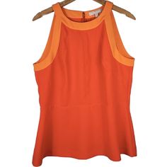 New Without Tags Banana Republic Orange Sleeveless Peplum Top! Hidden Back Zip With Hook And Eye Closure And Unlined. Fabric Has Some Stretch. Bust-19" Length-27" Orange Halter Neck Tank Top For Spring, Orange Sleeveless Tank Top For Spring, Chic Fitted Orange Tank Top, Chic Sleeveless Orange Top, Chic Orange Sleeveless Top, Orange Sleeveless Top For Spring, Chic Orange Sleeveless Blouse, Fitted Sleeveless Orange Blouse, Chic Orange Halter Neck Top