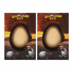 two bags of dinosaur egg are shown side by side