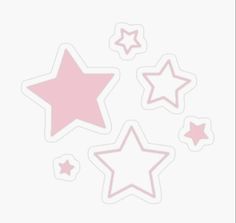 pink and white stars stickers are arranged on a white background with space for text