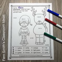 a coloring page with two markers on top of it