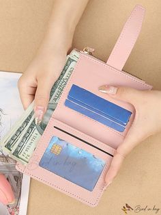 Bird in Bag - RFID Blocking Small Bifold Zipper Pocket Wallet Card Case Wallet Aesthetic, Pocket Wallet, Wallet Card, Zipper Wallet, Bird In Bag, Style Elegant, Pink Fashion, Card Case, Card Wallet