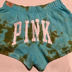 New Victoria's Secret Pink Shorts Tie-Dye Short (L) Nwt Varsity Shorts And A Free Gift Acid Wash Bottoms With Built-in Shorts, Tie Dye Cotton Bottoms For Loungewear, Tie Dye Cotton Bottoms Short Length, Tie Dye Cotton Short Length Bottoms, Tie Dye Cotton Loungewear Bottoms, Trendy Cotton Tie Dye Bottoms, Casual Tie Dye Shorts With Elastic Waistband, Tie-dye Cotton Shorts, Trendy Tie Dye Bottoms For Loungewear