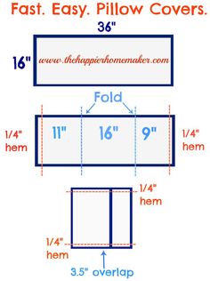 the measurements for an easy pillow cover