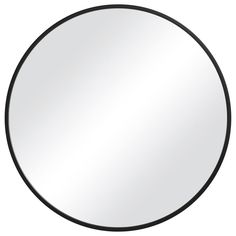 a round mirror on a white background with black border around the edges and bottom edge