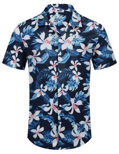 PRICES MAY VARY. Comfortable Fabrics -- COOFANDY mens hawaiian shirts are made from polyester blend fabric, ensuring the shirt is soft, comfortable and next-to-skin. Keeps you cool on hot summer days while absorbing sweat and being breathable to keep you in good condition. Vacation Hawaiian Shirt Style -- Mens beach shirts features printed design, loose fit style, button closure, lapel and left chest pocket, simple style with special print gives you a fashionable feel for a casual vacation look. Summer Beach Short Sleeve Shirt With All Over Print, Collared Camp Shirt With All Over Print For Beach, Collared Hawaiian Shirt With All Over Print For Vacation, Blue Hawaiian Shirt With All Over Print, All Over Print Hawaiian Shirt For Vacation, Printed Collared Hawaiian Shirt For Beach Season, Collared Hawaiian Shirt With Floral Print For Beach, Vacation Hawaiian Shirt With Hibiscus Print, Hibiscus Print Hawaiian Shirt For Vacation