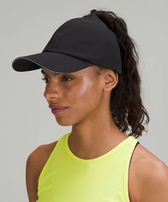 Run Fast And Let Your Hair Free. This Sweat-Wicking Hat Has A Wide Back Opening That Fits Your Ponytail And Gives You Airflow. Designed For Running. Adjustable Back Closure For A Custom Fit. Reflective Details. Wide Opening At The Back For Your Ponytail. | Women's Fast and Free Ponytail Running Hat Lightweight Sports Hat, Train Hat, Running Pace, Run Fast, Ponytail Beanie, Soft Hats, Ponytail Hat, Running Hats, Free Running