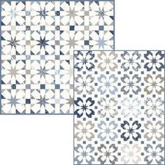 two blue and white quilts with stars on them