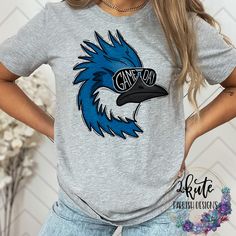 Treat yourself or anyone in your life to this awesome School pride tshirt.  Great for all occasions.  And great for supporting your bluejays team.  Shirt is made of 95% polyester and soft to the touch.  To get the best wear from your shirt please  1. Wash with mild detergent  2. Do not use fabric softener  3. Do not use bleach 4. Tumble dry low.  Please enjoy your shirt as I know we have enjoyed all the ones we have made for ourselves!! Please note that every shirt is made to order and normal pr Pep Club, Swag Shirts, School Spirit Wear, School Spirit Shirts, Cheer Shirts, Spirit Shirts, School Pride, Team Shirt, Create Shirts