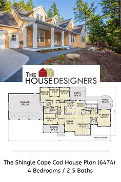 the single caped house plan 644 4 bedroom / 2 5 baths