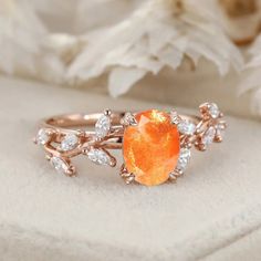 Our Handcrafted Oval Cut Sunstone Engagement Ring features a Nature-Inspired Branch Cluster in Solid Gold. The oval-cut sunstone and the cluster design create a ring that is both artistic and romantically inspired by the beauty of the natural world." Sunstone Engagement Ring, Orange Trends, Sunstone Ring, Cluster Design, Wink Wink, Solid Gold Ring, Solid Gold Rings, Luxury Gift Box, Affordable Jewelry