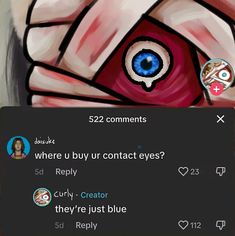 an image of someone's face with the caption, where u buy contact eyes?