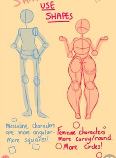 two different types of body shapes are shown in this drawing lesson, which shows how to draw