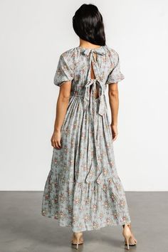 Arabella Embroidered Tulle Maxi Dress | Dusty Blue Floral | Baltic Born Back Tie Dress, Tulle Maxi Dress, Tulle Material, Bow Shorts, Baltic Born, Tulle Sleeves, Mob Dresses, Light Blue Dresses, Glamorous Dresses