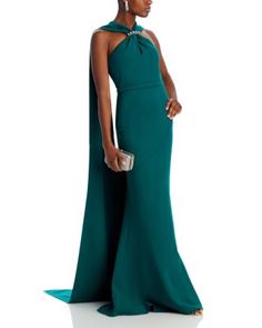 Safiyaa Lilien Sleeveless Cape Gown Sleeveless Pre-draped Gown With Sweep Train, Pre-draped Sleeveless Green Evening Dress, Pre-draped Sleeveless Cocktail Gown, Cocktail Pre-draped Sleeveless Gown, Cape Gown, Cape, In Store, Pick Up, Buy Online