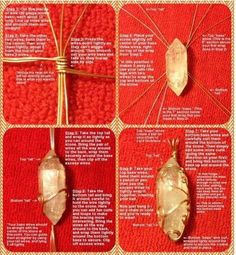 the instructions for how to make a wire wrapped necklace with gold leaf pendants on it