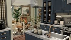 French Organic Decor, Sims Farmhouse Interior, Sims 4 Farmhouse Interior, Bloxburg House Ideas Realistic, Bloxburg Decor, Blocksburg Room Ideas￼, Bloxburg Kitchen