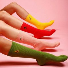 Socks Photoshoot, Fruit Socks, Socks Photography, Socks Design, Sock Outfits, Funky Socks, Sock Packs, Cute Fruit, Japan Design