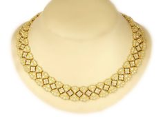 Diamond Gold Necklace | From a unique collection of vintage link necklaces at https://www.1stdibs.com/jewelry/necklaces/link-necklaces/ Gold Brilliant Cut Diamond Necklace For Evening, Yellow Gold Diamond Necklace For Evening, Gold Diamond Necklace For Evening With Single Cut Diamonds, Gold Round Diamond Necklace For Evening, Exquisite Gold Diamond Necklace For Evening, Evening Yellow Gold Diamond Cut Necklace, Luxury Yellow Diamond Necklace With Accents, Gold Diamond Necklace For Evening, Fine Jewelry, Diamond Gold Necklace