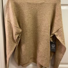 Nwt Generous Cut Casual Camel Long Sleeve Sweater, Casual Long Sleeve Camel Sweater, Casual Camel Sweater For Fall, Casual Camel Sweater For Spring, Casual Camel Sweater For Work, Camel Sweater, Marled Sweater, Camel Sweaters, Fringe Sweater