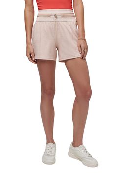 Cut in a versatile length from the brand's super-soft MoveKnit fabric, these shorts are ideal for everything from your most active to least active days. 3 1/2" inseam; 25" leg opening; 12 1/2" front rise; 15 1/2" back rise (size Medium) Drawcord-toggle waist Side-seam pockets 80% nylon, 20% elastane Machine wash, tumble dry Imported Spring Athletic Shorts With Comfort Waistband, Spring Activewear With Comfort Waistband In Short Length, Go-dry Cotton Shorts, Spring Activewear With Go-dry Technology, Short Length, Athleisure Shorts With Elastic Waistband And Short Inseam, Leisure Athletic Shorts With Elastic Waistband, Athleisure Bottoms For Leisure In Short Length, Athleisure Bottoms For Leisure, Sporty Shorts With Ribbed Waistband